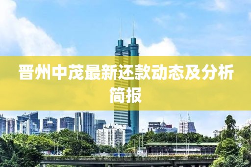晉州中茂最新還款動(dòng)態(tài)及分析簡(jiǎn)報(bào)