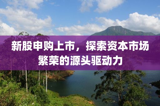 新股申購(gòu)上市，探索資本市場(chǎng)繁榮的源頭驅(qū)動(dòng)力