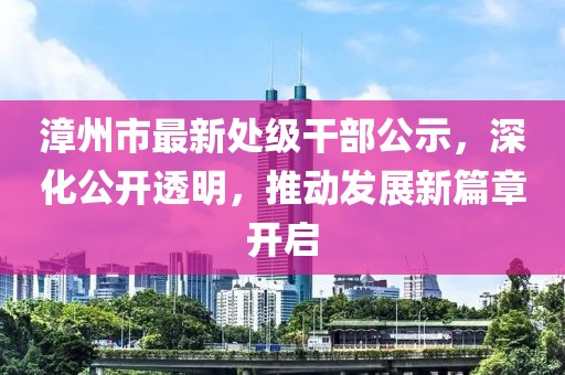 漳州市最新處級干部公示，深化公開透明，推動發(fā)展新篇章開啟