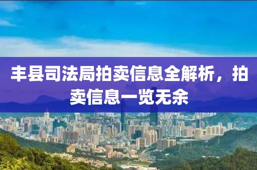 豐縣司法局拍賣信息全解析，拍賣信息一覽無(wú)余