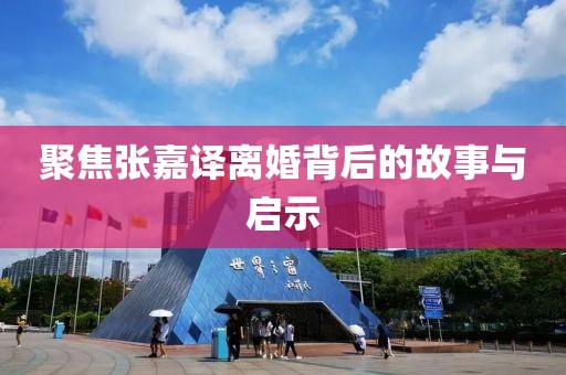 聚焦張嘉譯離婚背后的故事與啟示