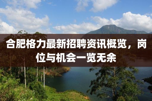 合肥格力最新招聘資訊概覽，崗位與機(jī)會(huì)一覽無余