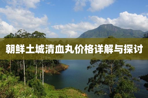 朝鮮土城清血丸價格詳解與探討