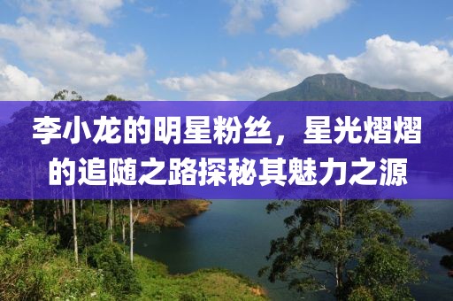 李小龍的明星粉絲，星光熠熠的追隨之路探秘其魅力之源