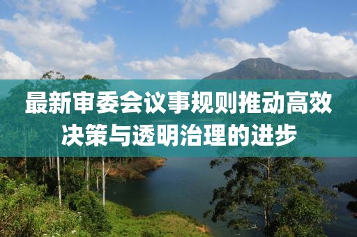 最新審委會議事規(guī)則推動高效決策與透明治理的進(jìn)步