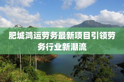 肥城鴻運(yùn)勞務(wù)最新項(xiàng)目引領(lǐng)勞務(wù)行業(yè)新潮流