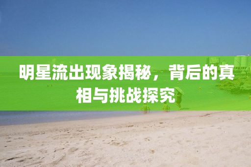 明星流出現(xiàn)象揭秘，背后的真相與挑戰(zhàn)探究