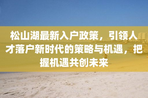 松山湖最新入戶政策，引領(lǐng)人才落戶新時(shí)代的策略與機(jī)遇，把握機(jī)遇共創(chuàng)未來(lái)