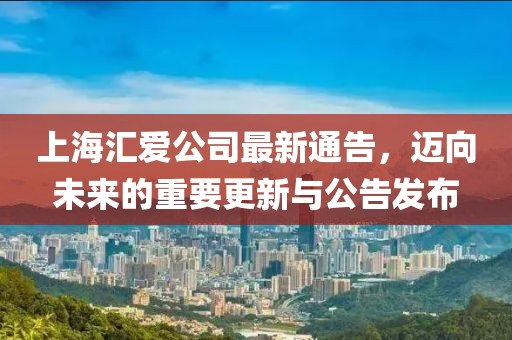 上海匯愛公司最新通告，邁向未來的重要更新與公告發布