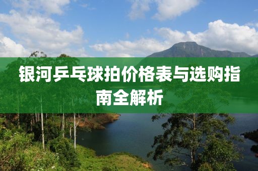 銀河乒乓球拍價格表與選購指南全解析
