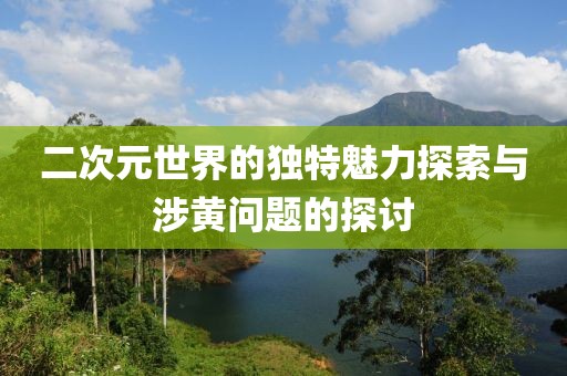 二次元世界的獨特魅力探索與涉黃問題的探討