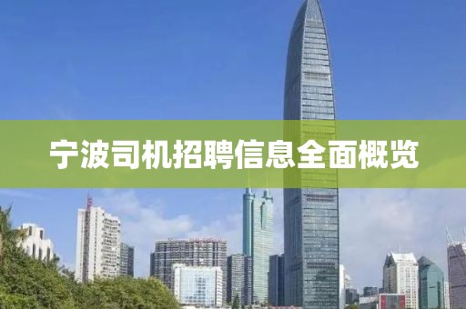 寧波司機(jī)招聘信息全面概覽